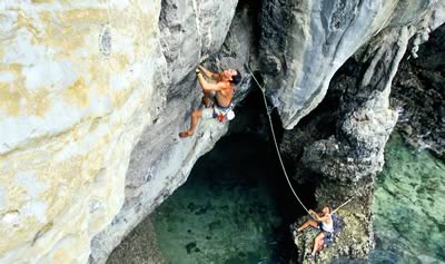 Climbing on Monkey Head Phi Phi Thailand